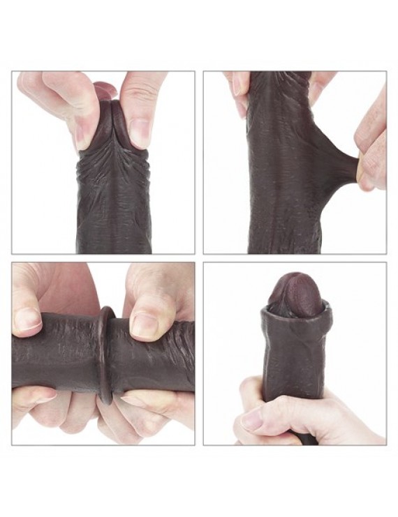 Yeni Nesil Çift Katmanlı 17,5 cm Realistik Zenci Dildo Penis
