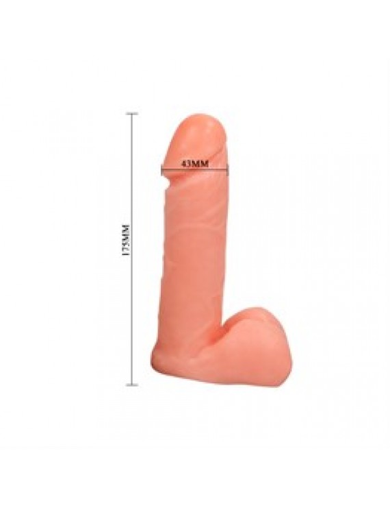 17,5 cm Belden Bağlamalı İçi Dolu Strapon Penis