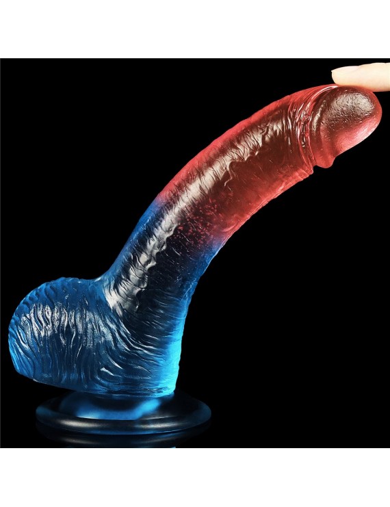 19 cm Çift Renkli Realistik Vantuzlu Dildo Penis