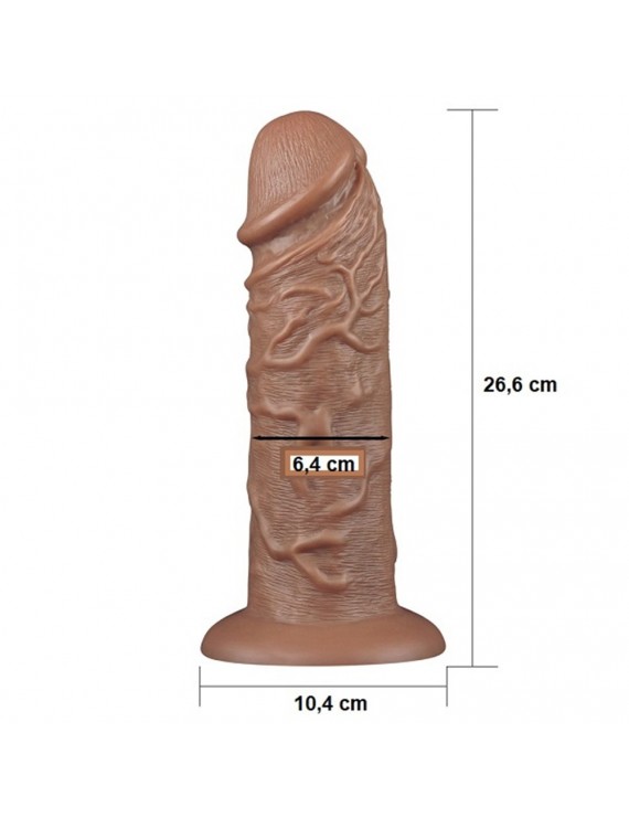 Yeni Nesil Çift Katmanlı 26,6 cm Realistik Kalın Dildo Melez Penis