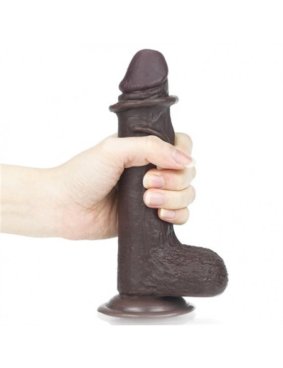 Yeni Nesil Çift Katmanlı 17,5 cm Realistik Zenci Dildo Penis